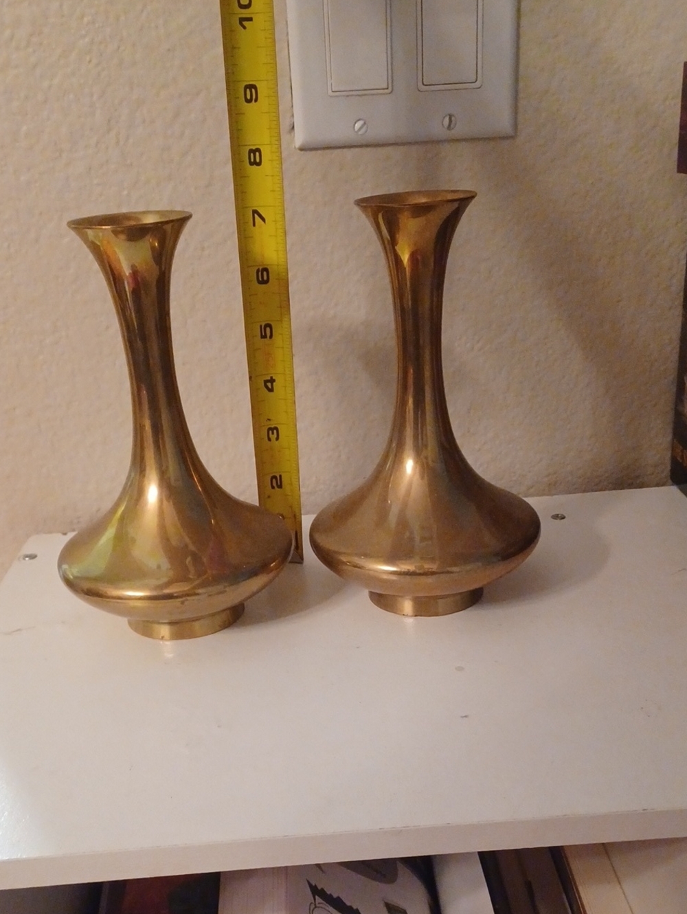 Brass Tapered Accent Vases - Pair